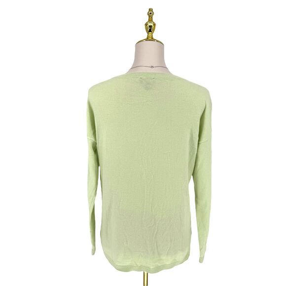 Talbots Pullover Sweater Large PETITE Lambswool Blend Green Long Sleeve Pocket - Picture 7 of 10